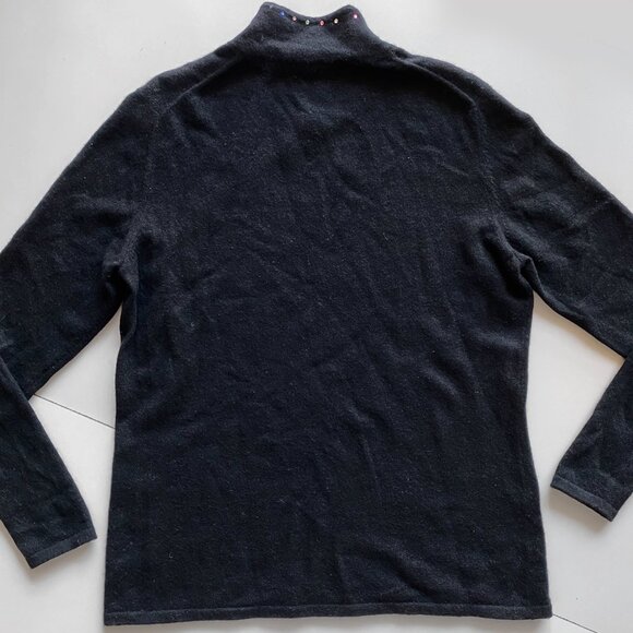 EL Daws 100% Cashmere Black Sweater Womens Size S Crewneck Knit - Picture 6 of 8